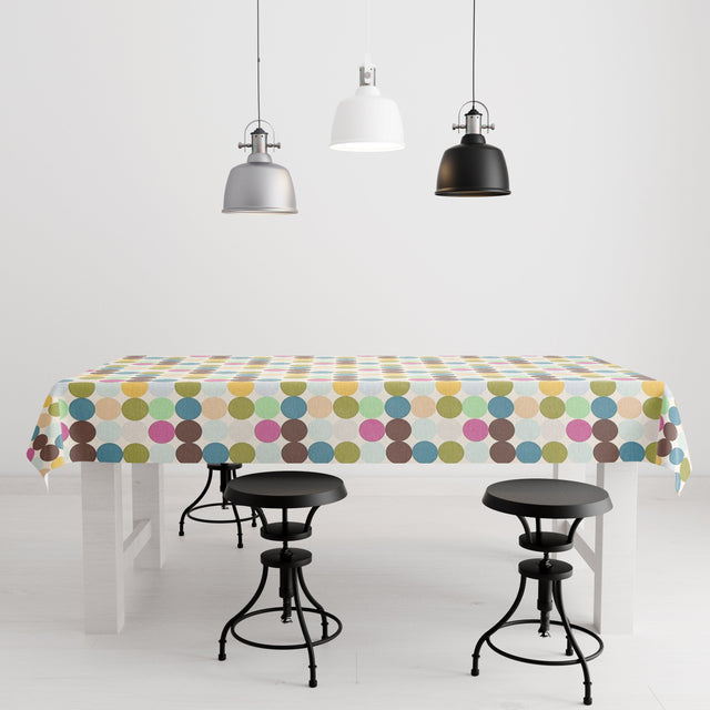 Jacquard Tischdecke bunte Punkte