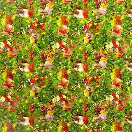Wachstuchtischdecke Ostern Wiese Osterhase Kücken Ostereier