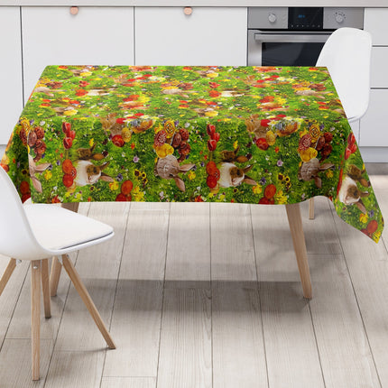Wachstuchtischdecke Ostern Wiese Osterhase Kücken Ostereier
