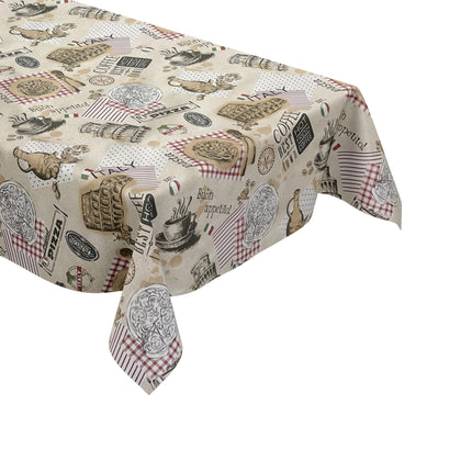Wachstuch Tischdecke Italien Pizza Pasta eckig rund oval beige