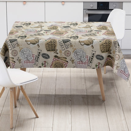 Wachstuch Tischdecke Italien Pizza Pasta eckig rund oval beige