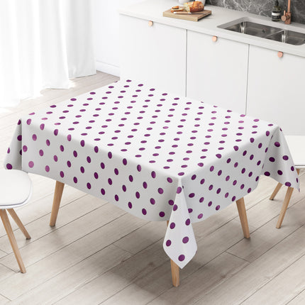 Wachstuch Tischdecke lila Punkte auf weiß