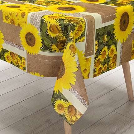 abwaschbare Wachstuchtischdecke Sonnenblumen, Blüten wachstuchshop24.de eckig rund oval kaufen bestellen