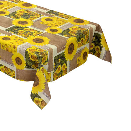 abwaschbare Wachstuchtischdecke Sonnenblumen, Blüten wachstuchshop24.de eckig rund oval kaufen bestellen