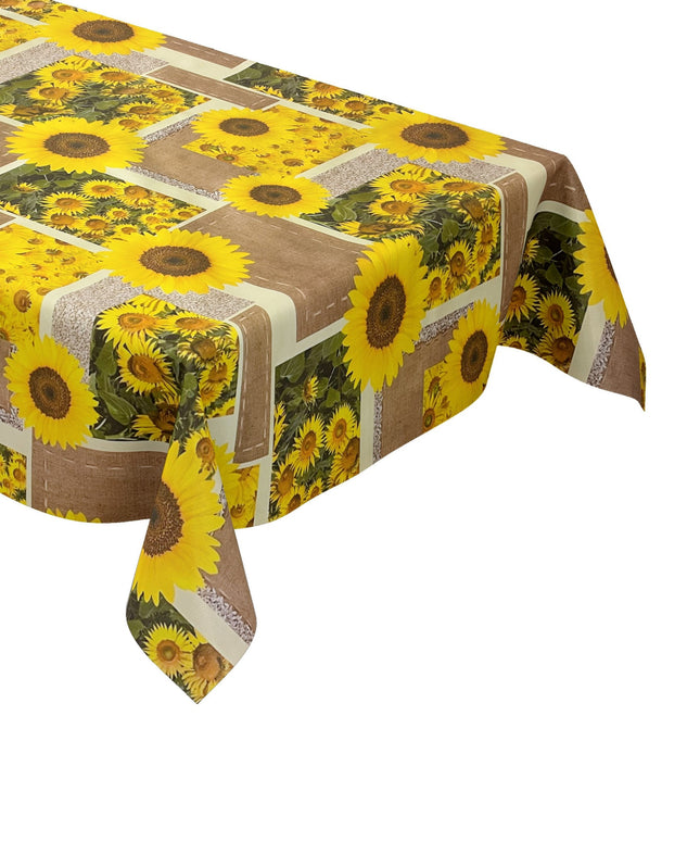 abwaschbare Wachstuchtischdecke Sonnenblumen, Blüten wachstuchshop24.de eckig rund oval kaufen bestellen