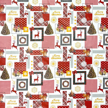KEVKUS Wachstuch Tischdecke Weihnachten 01047-00 Rentier rot-grün eckig rund oval