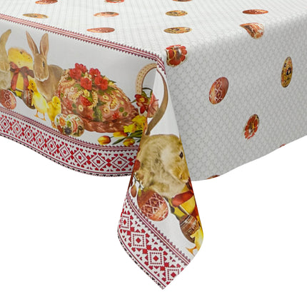Wachstuch Tischdecke Meterware 01066-00 Ostern Osterhase Bordürenmuster eckig rund oval