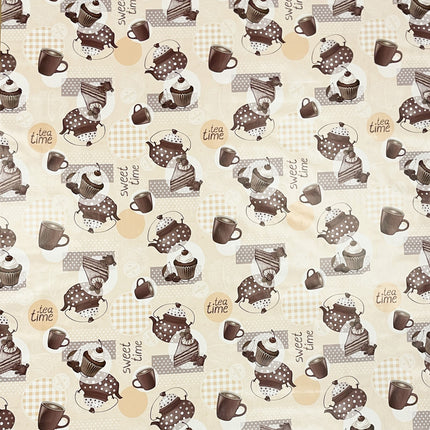 Wachstuch Tischdecke Tea Time beige