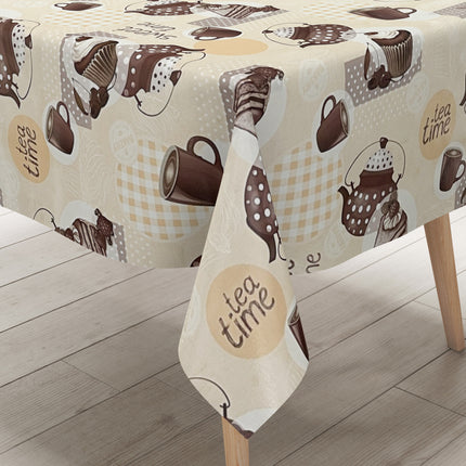 Wachstuch Tischdecke Tea Time beige