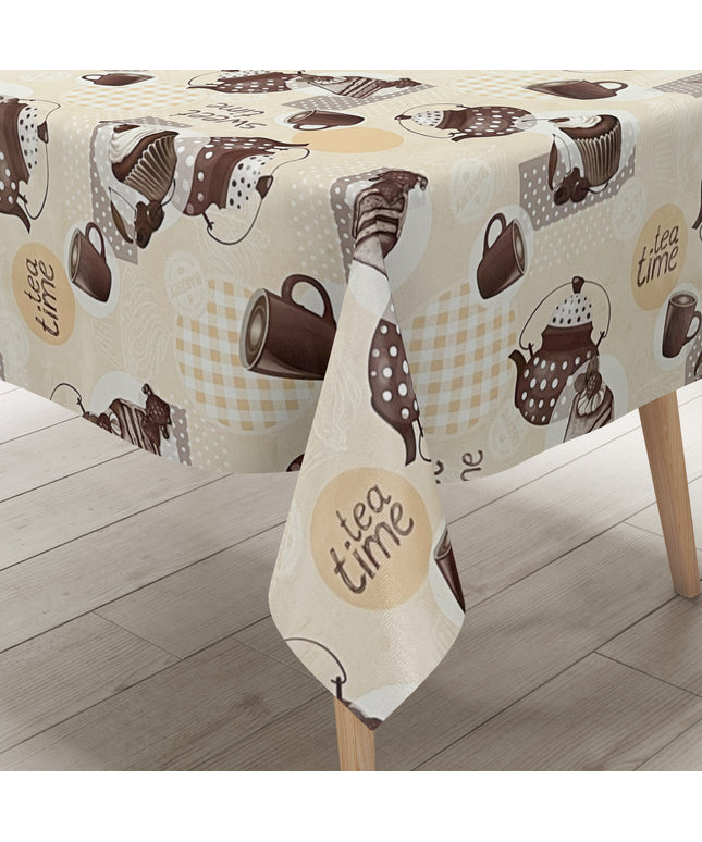 Wachstuch Tischdecke Tea Time beige