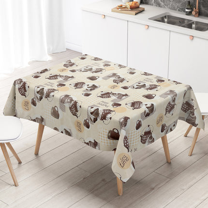 Wachstuch Tischdecke Tea Time beige