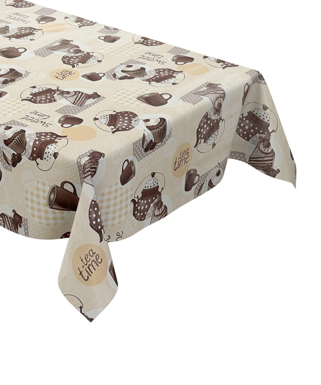 Wachstuch Tischdecke Tea Time beige