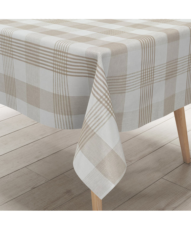Wachstuch Tischdecke kariert beige