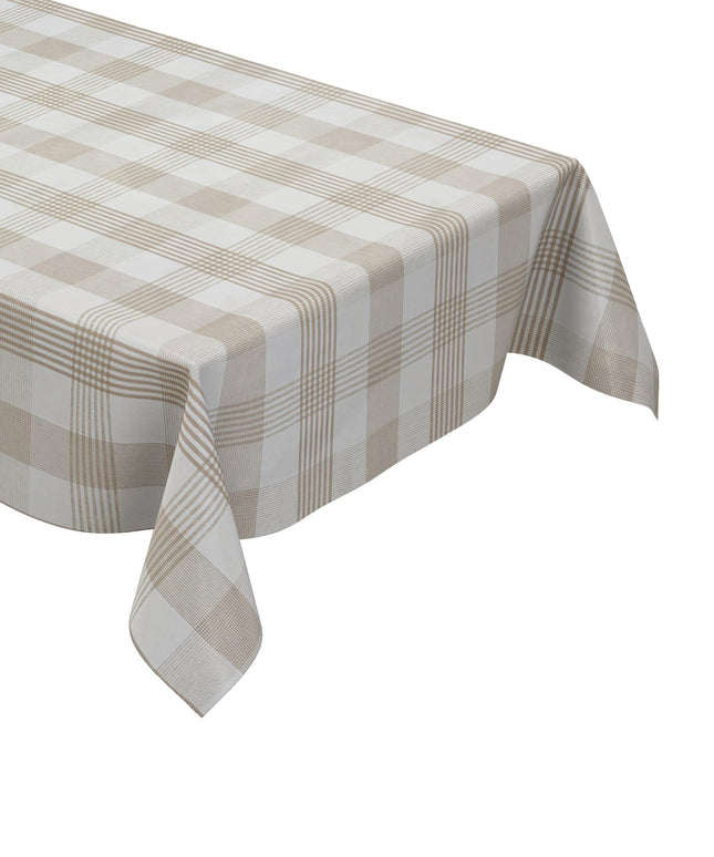 Wachstuch Tischdecke kariert beige