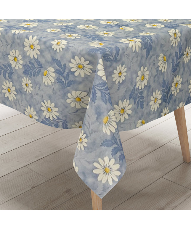 Wachstuchtischdecke hellblau Blumen Frühjahr Magerite