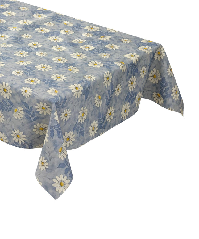 Wachstuchtischdecke hellblau Blumen Frühjahr Magerite