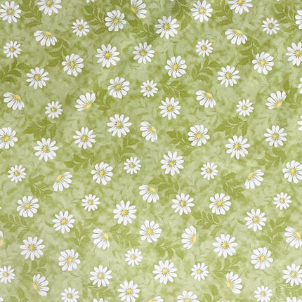 abwaschbare Wachstuchtischdecke grün Mageritten Blumen Blüten