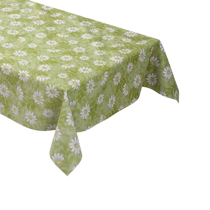 abwaschbare Wachstuchtischdecke grün Mageritten Blumen Blüten