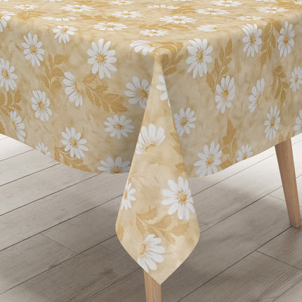 Wachstuch Tischdecke beige Margeriten Blumen Blüten