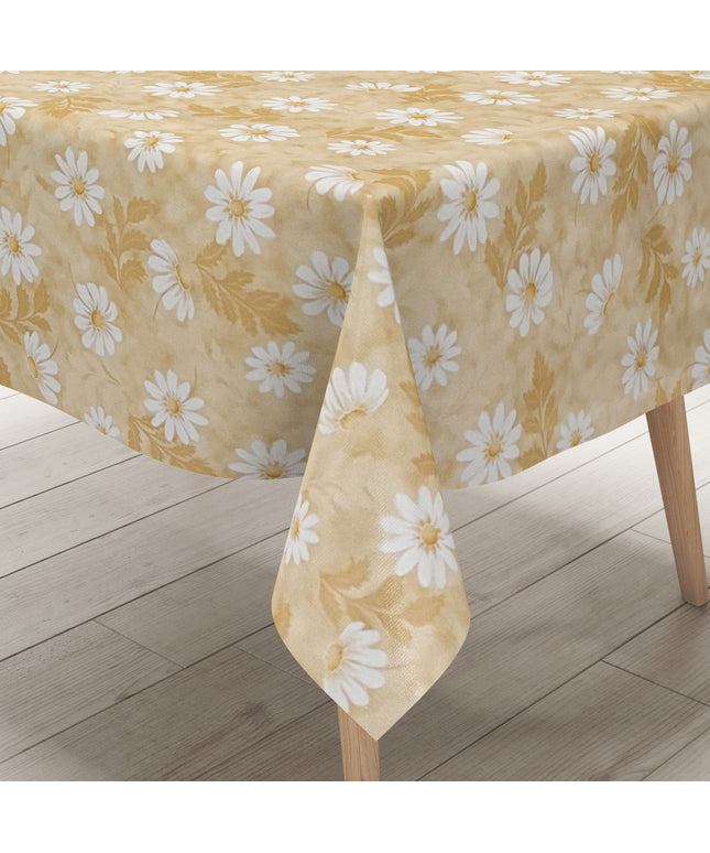 Wachstuch Tischdecke beige Margeriten Blumen Blüten
