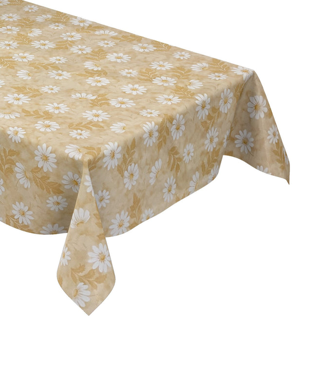 Wachstuch Tischdecke beige Margeriten Blumen Blüten