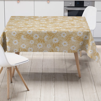 Wachstuch Tischdecke beige Margeriten Blumen Blüten