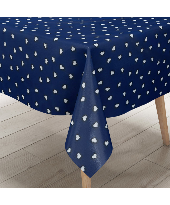 Wachstuch Tischdecke Herzen blau
