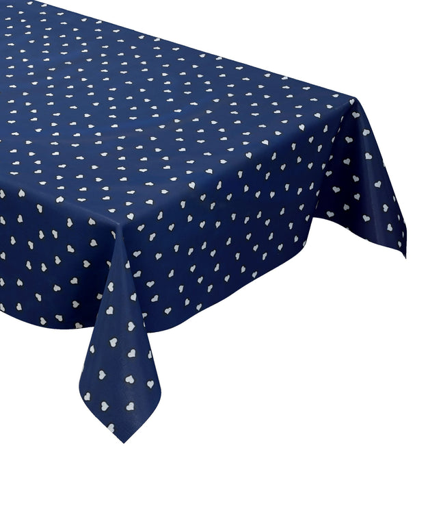 Wachstuch Tischdecke Herzen blau