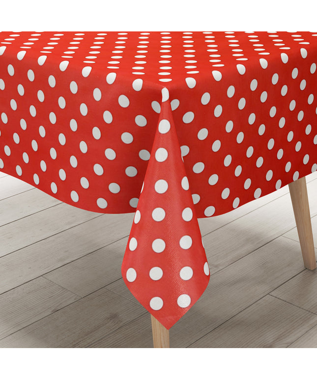 Wachstuch Tischdecke 01150-01 weiße Punkte auf rot Polka Dot eckig rund oval