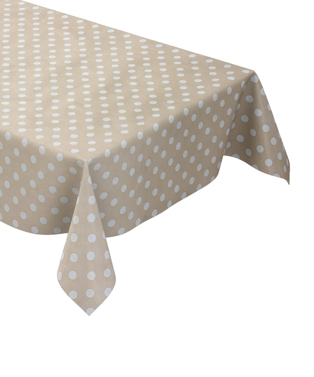 Wachstuch Tischdecke 01150-04 weiße Punkte auf beige-creme Polka Dots eckig rund oval