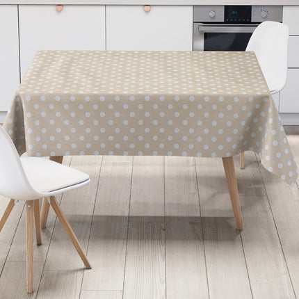 Wachstuch Tischdecke 01150-04 weiße Punkte auf beige-creme Polka Dots eckig rund oval