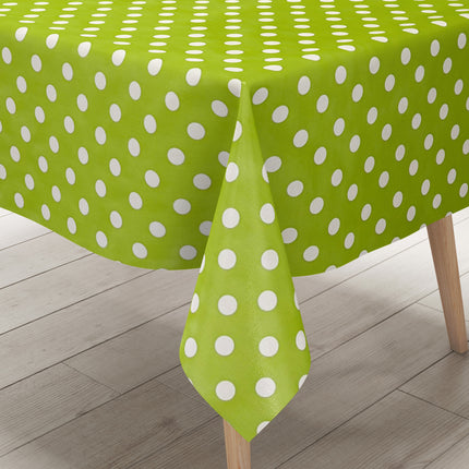 Wachstuch Tischdecke 01150-05 weiße Punkte auf grün Polka Dots eckig rund oval