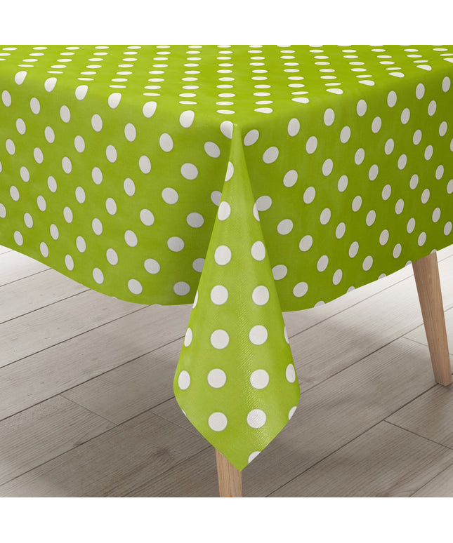 Wachstuch Tischdecke 01150-05 weiße Punkte auf grün Polka Dots eckig rund oval
