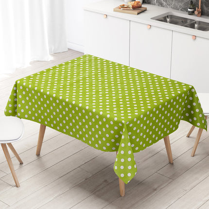Wachstuch Tischdecke 01150-05 weiße Punkte auf grün Polka Dots eckig rund oval