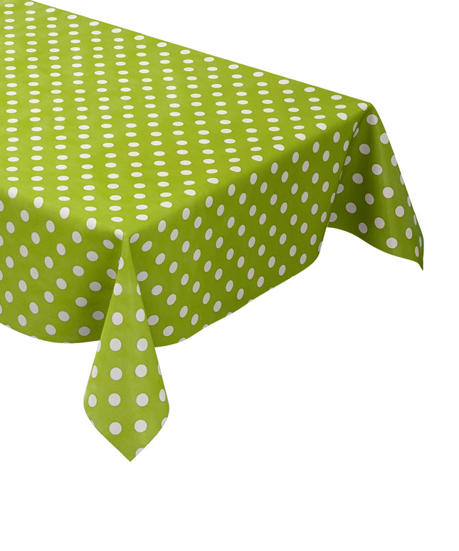 Wachstuch Tischdecke 01150-05 weiße Punkte auf grün Polka Dots eckig rund oval