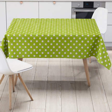 Wachstuch Tischdecke 01150-05 weiße Punkte auf grün Polka Dots eckig rund oval
