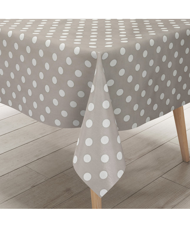 Wachstuch Tischdecke 01150-07 weiße Punkte auf hellgrau Polka Dots eckig rund oval