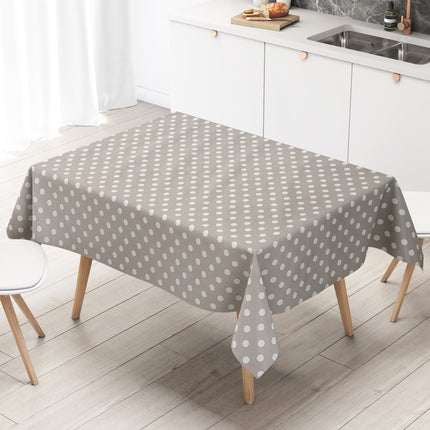 Wachstuch Tischdecke 01150-07 weiße Punkte auf hellgrau Polka Dots eckig rund oval