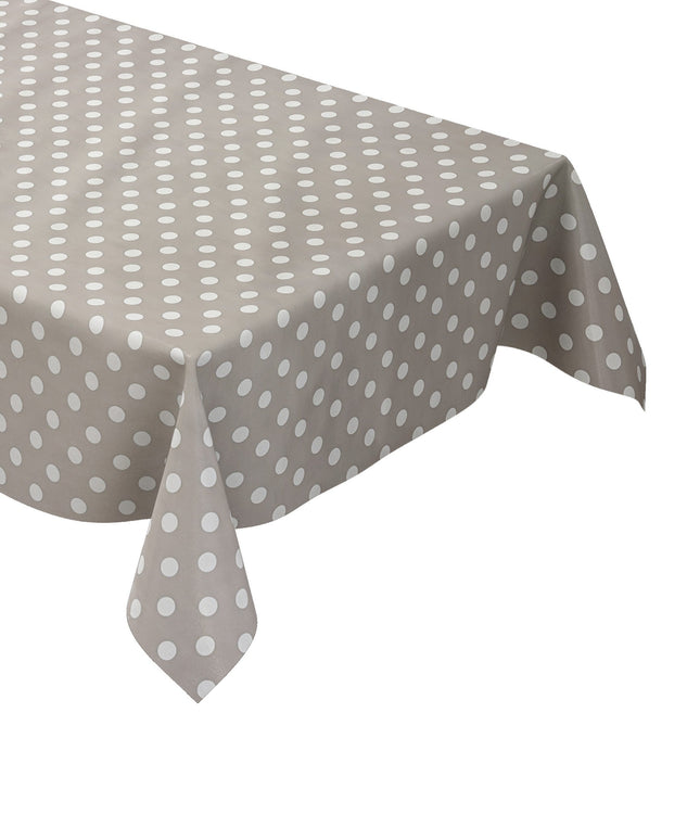 Wachstuch Tischdecke 01150-07 weiße Punkte auf hellgrau Polka Dots eckig rund oval