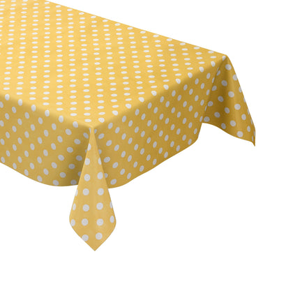 Wachstuch Tischdecke 01150-10 weiße Punkte auf gelb Polka Dots eckig rund oval
