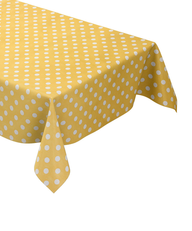 Wachstuch Tischdecke 01150-10 weiße Punkte auf gelb Polka Dots eckig rund oval