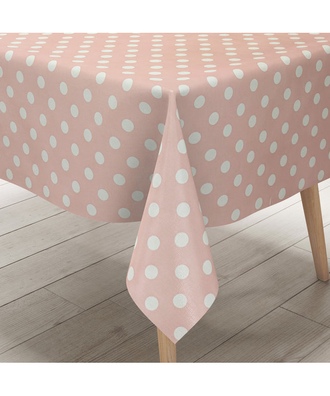 Wachstuch Tischdecke 01150-11 weiße Punkte auf rosa Polka Dots eckig rund oval