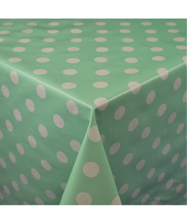 abwaschbare pvc Tischdecke Wachstuch Punkte grün mintgrün Polkda dots eckig rund oval
