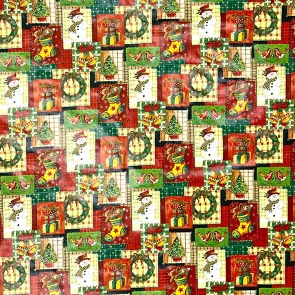 KEVKUS Wachstuch Tischdecke Weihnachten 01186-00 Schneemann grün rot eckig rund oval