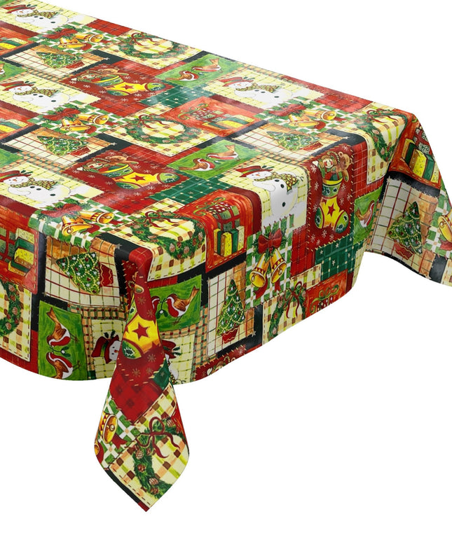 KEVKUS Wachstuch Tischdecke Weihnachten 01186-00 Schneemann grün rot eckig rund oval