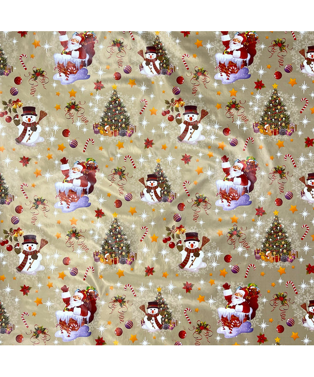 Wachstuch Rolle Weihnachten 01188-01 Merry Christmas Schneemann gold Rollenware