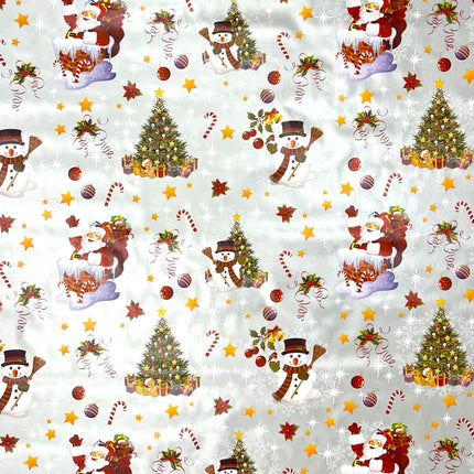 KEVKUS Wachstuch Tischdecke Weihnachten 01188-02 Schneemann Weihnachtsmann silber eckig rund oval