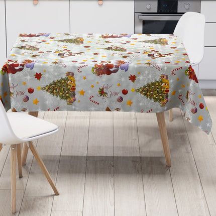 KEVKUS Wachstuch Tischdecke Weihnachten 01188-02 Schneemann Weihnachtsmann silber eckig rund oval