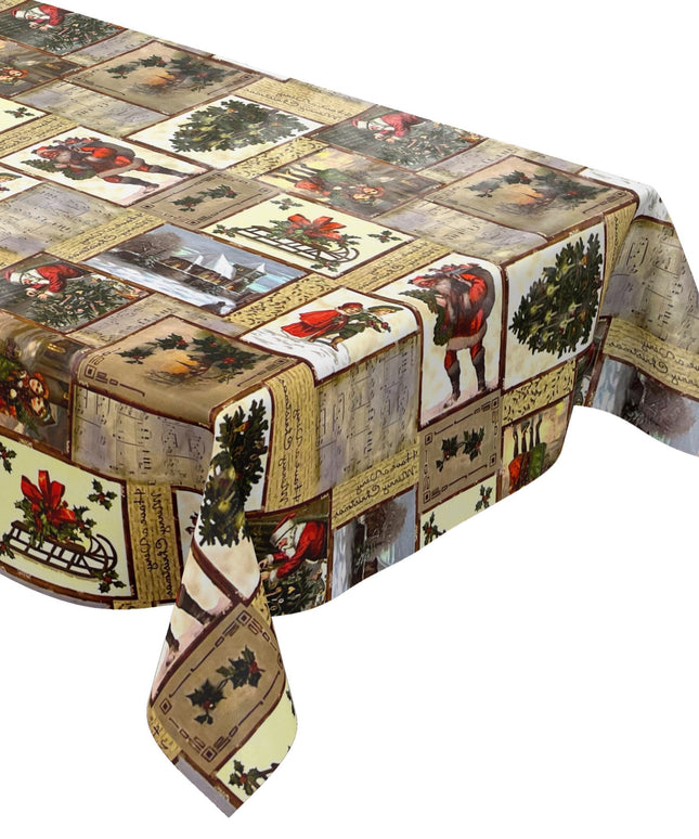 KEVKUS Wachstuch Tischdecke Weihnachten 01214-00 Weihnachtsmann Noten eckig rund oval
