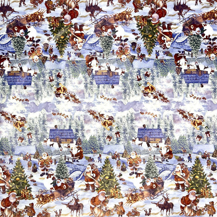 KEVKUS Wachstuch Tischdecke Weihnachten 01228-00 Bordürenmuster Winterdorf eckig rund oval